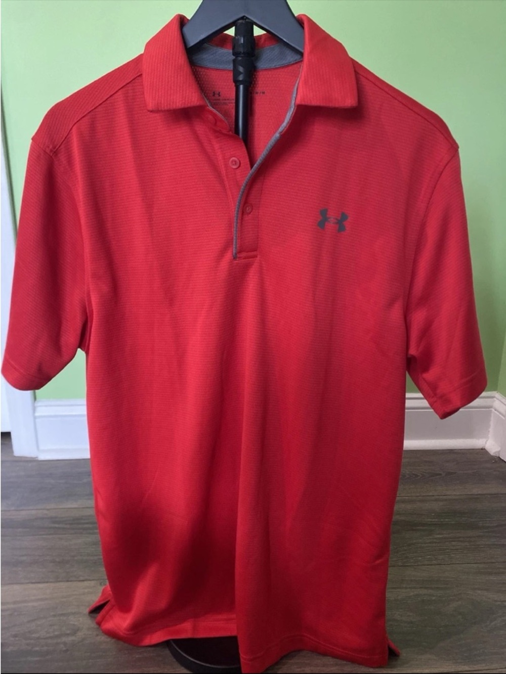 Under Armour Men’s Red Polo with Gray Logo Trim